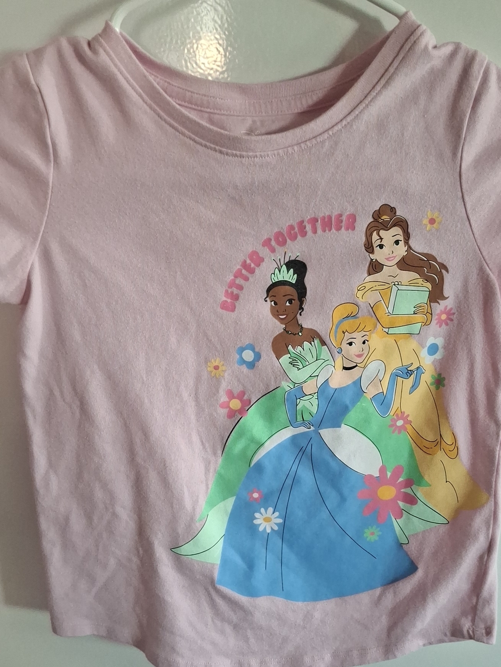 Disney Pink Princess Graphic Tee with Blue, Green & Yellow Accents